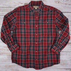 Duluth-Trading-Co-Men-039-s-Free-Swingin-039-Flannel-Shirt-Heavy-Red-Gray-Plaid-Large