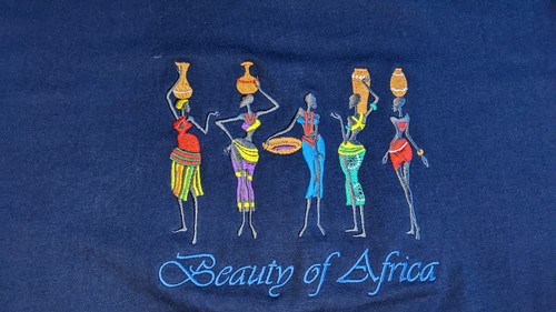 Vintage Mens T Shirt Embroidered "Beauty Of Africa" Made In Kenya 100% Cotton L - Picture 2 of 7