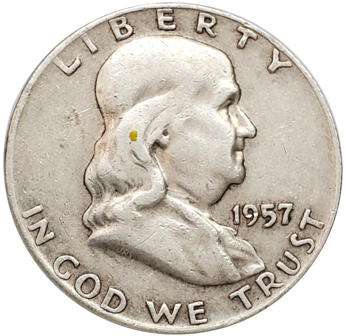 1957 D US Benjamin Franklin VINTAGE Silver Half Dollar Coin