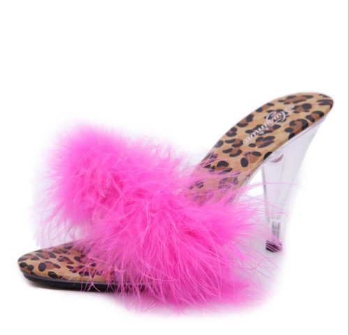 NEW SEXY WOMEN'S 3.9" HIGH HEEL STILETTO ROUND TOE FUR LEOPARD STRIPPER SHOES - Picture 2 of 11