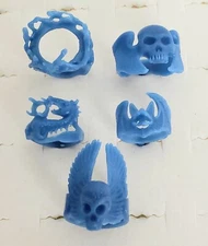 Lot Of 5 Assorted Skull/Bat Rings.  Wax Patterns For Lost Wax Casting B-2