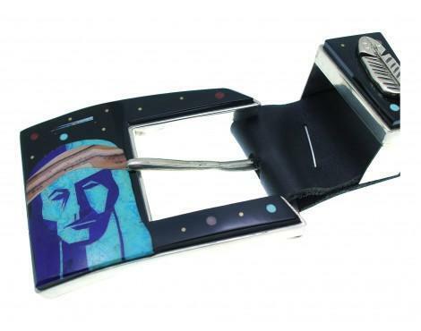 Calvin Desson, Ranger Buckle, Jet, Turquoise, Lapis, Face, Belt 1" - Picture 3 of 4