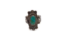 Vintage Native American Navajo Sterling Silver Turquoise Ring Size 4.5