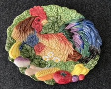 Vintage Fitz and Floyd Coq du Village Rooster Canape Wall Hanging Plate 1996