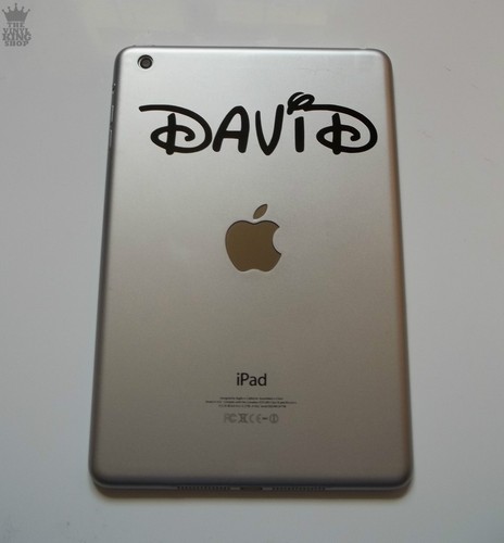 1 x Personalised Name Sticker Curly Waltz Font iPad Mini Vinyl Decal tablet kids - Picture 1 of 8