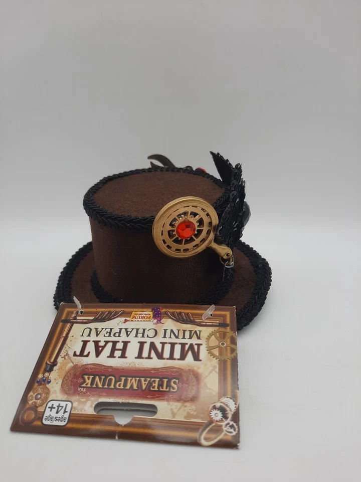 Mini Sombrero Steampunk Foro Halloween Vestir Marrón Nuevo con Etiquetas Foto 2 de 4