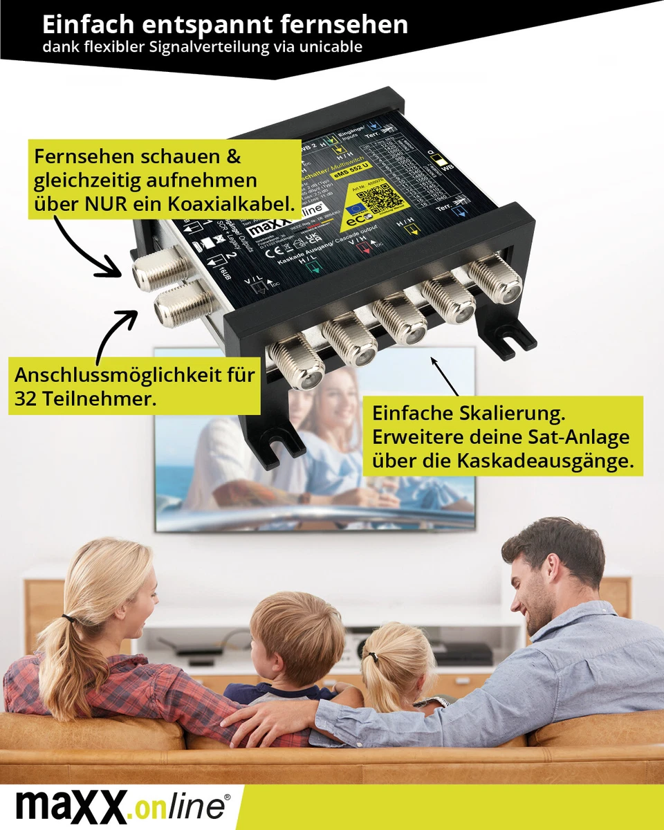 unicable Multi Interruptor para 1-2 Satélites y 32 Participantes Cascada