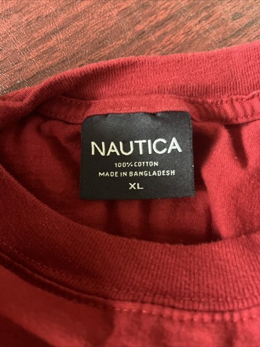Camisa Nautica, Camiseta, Escritura Vintage, Manga Larga, Rojo Borgoña, Hombres XL, ¡Bonita! - Imagen 5 de 9
