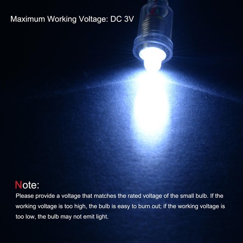 5Pcs E10 Screw Base LED Flashlight Bulbs DC 3V Mini Lights, White - Picture 5 of 7