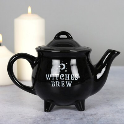 Witches Brew Schwarz Keramik Teekanne Hexe Schwarz Weiß Zauberkessel Geschenkbox