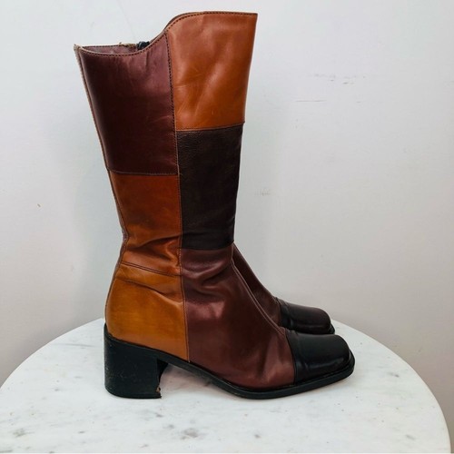 Vintage Italian brown patchwork leather 