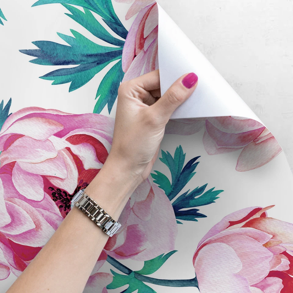 Papel pintado no tejido flor amapola roja floral acuarela calcomanías de pared tradicionales Foto 4 de 4