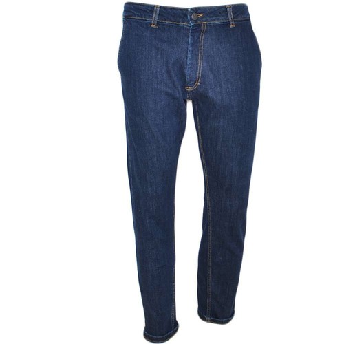 Jeans uomo denim lavaggio scuro slim tapered a cavallo regolare 4 tasche  chiusur | eBay