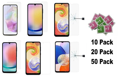 Lot of 10 20 50 Tempered Glass for Samsung Galaxy A15/A06/A35/A14/A54/A05/A16