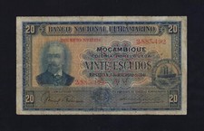 PORTUGAL PORTUGUESE MOZAMBIQUE 20 Escudos 1941 P-85 RARE FINE
