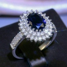 Gorgeous Ring For Valentine Gifts 925 Silver Plated 2.38 CT Simulated Sapphire