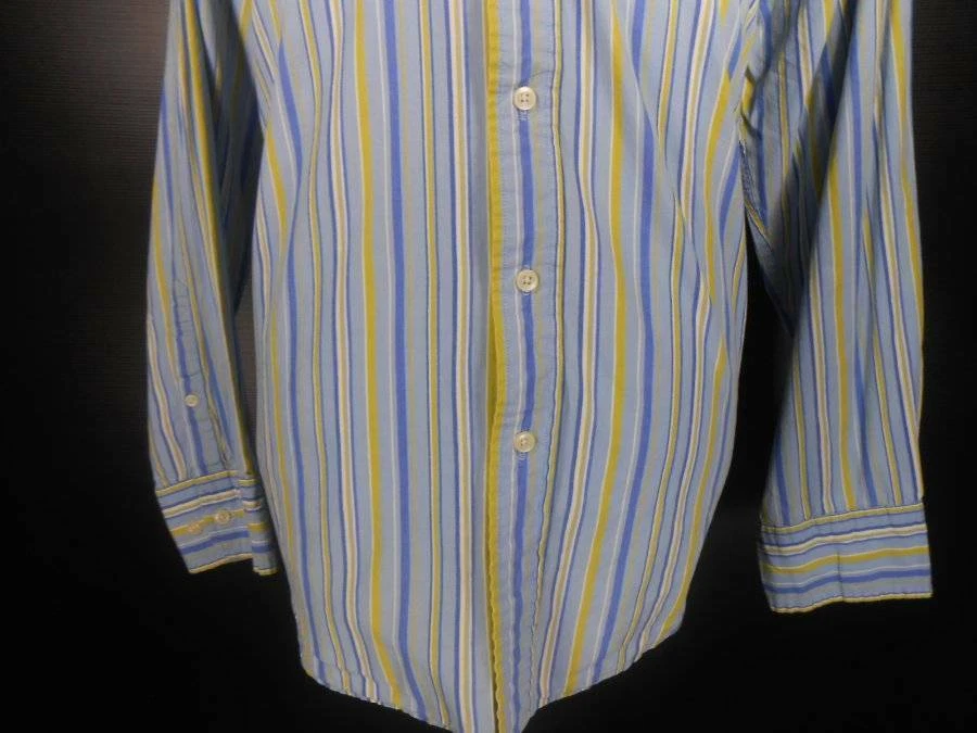 Hermoso polo para hombre XL EE. UU. Assn. Camiseta manga larga azul a rayas usada en excelente estado Foto 3 de 4