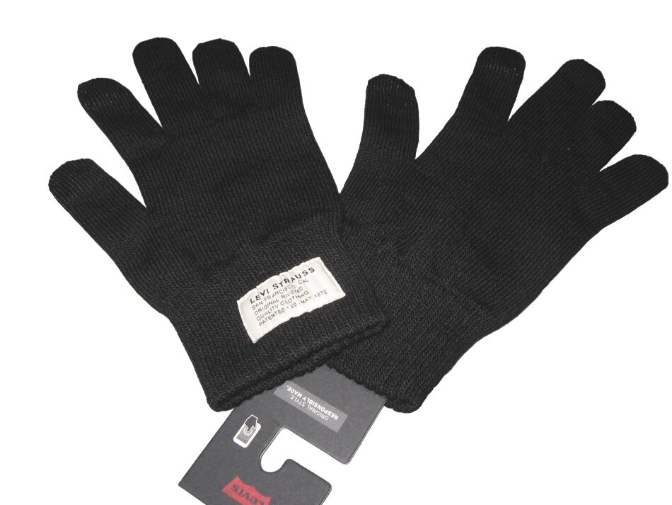 LEVIS Knitted Touch Screen Gloves Black Medium