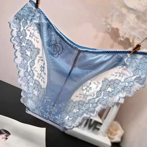 Shiny Satin Silky Lace Knickers Sexy Briefs Women Underwear Panties Seamless UK - Picture 6 of 29