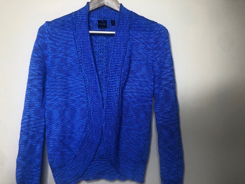 Rafaella Women's Size Small Sweater Cardigan Knit Open Front Blue Long Sleeve - Picture 5 of 12
