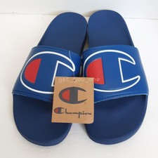 NWT Champion IPO Slides Men's 12 Surf the Web Blue Slippers C Logo NWOB