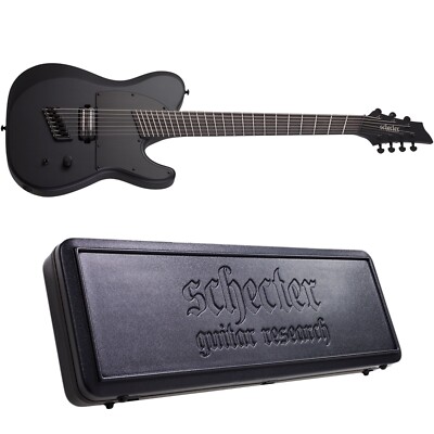 Schecter PT-7 MS Black Ops 7-String Guitar Satin Black Open Pore + Case - New