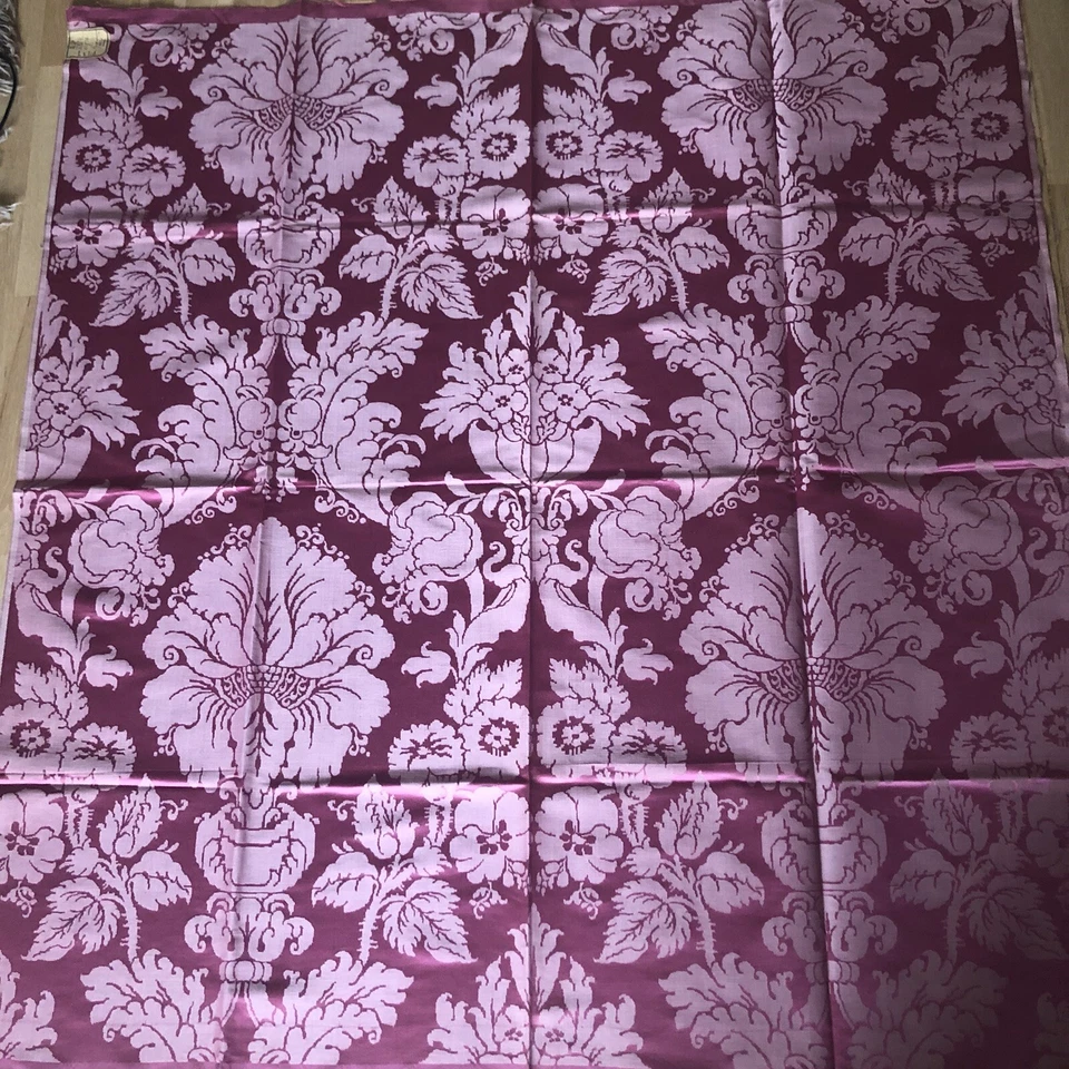 Jacquard damassé soie et lin coloris rouge 136 x 130 cm - Photo 2/4