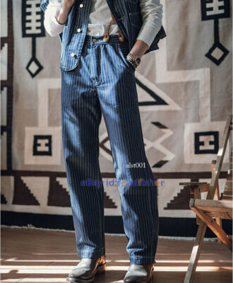 Non Stock Overall Wabash Stripe Jeans Men's Retro Work Pants
