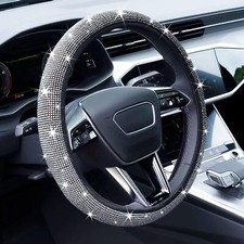 Universal Bling Rhinestone Steering Wheel Cover W Crystal Diamond Women Gift Us