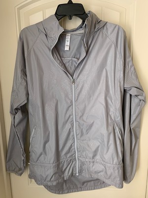 LAYER 8 WOMENS LIGHTWEIGHT HOODED WINDBREAKER QUICK DRY JACKETS SIZE LARGE GRAY