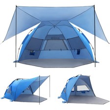 Elegear Beach Tent with 360  Removable Canopy, 4-6 Person Pop Up Sun Shade Sh...