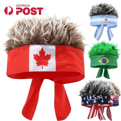 2026 Canada Flag Wig Hat Hair Headband Soccer Football Game Party Decoration AU