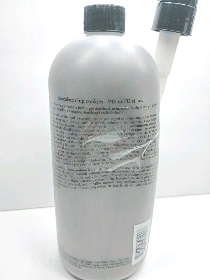 Philosophy Chocolate Chip Cookie  Shampoo Shower Gel Bubble Bath 32 Oz W/Pump - Image 2 of 4