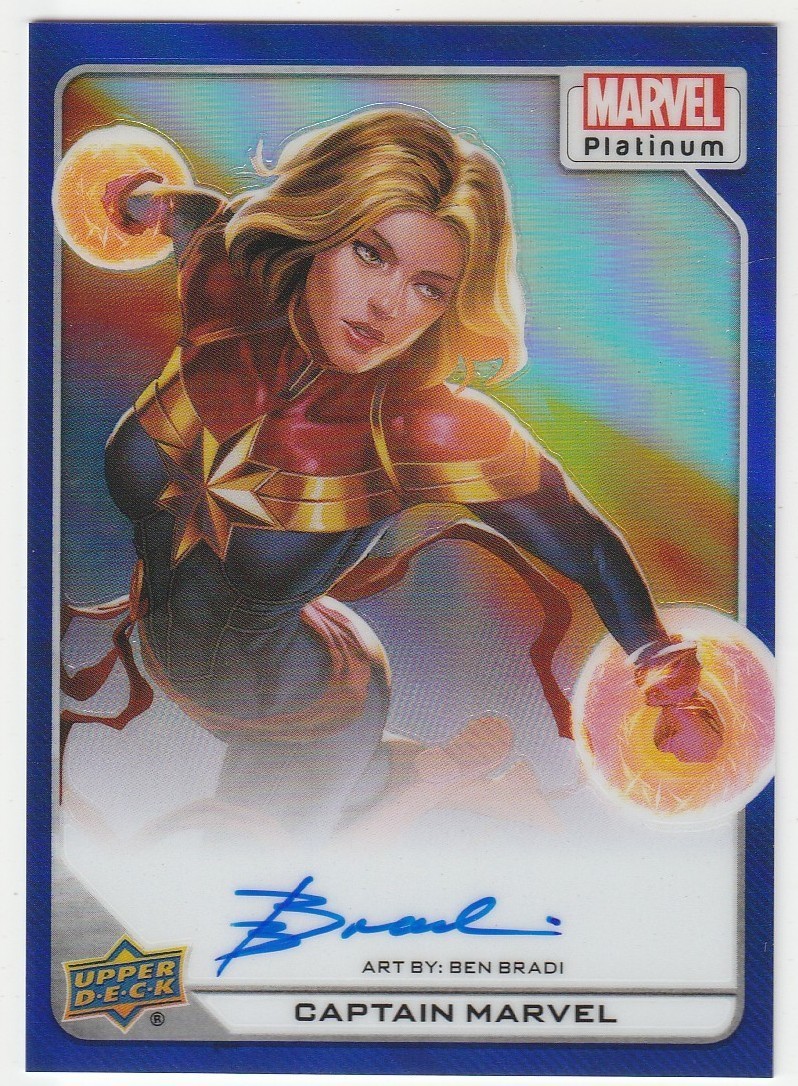 2023 MARVEL PLATINUM * BLUE AUTO * ARTIST: BEN BRADI * CAPTAIN MARVEL * #16/25 view 1