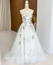 Bohemian Chiffon Wedding Dresses Sweetheart A Line with Green Leaves and Flowers