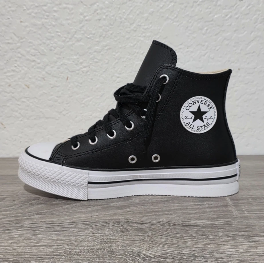 Plataforma elevadora Converse Chuck Taylor All Star para niños talla 3,5 cuero escuela primaria Foto 2 de 4