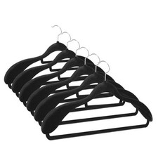 Velvet Suit Hangers for Men with 360 Rotating Hooks, Space-Saving 6 Pack Black