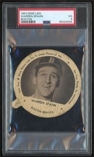 1953 Dixie Lids Warren Spahn Holland PSA VG 3 Milwaukee Braves  Left Tab Lid