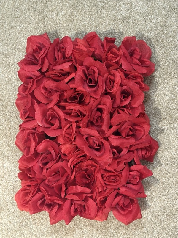 Handmade Artificial Beautiful Red Rose Real Like Plush Wall Backdrop 13”x10”