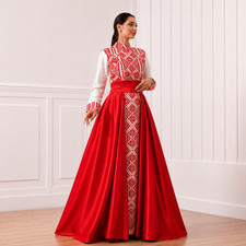 Luxury Palestinian Embroidered Maxi Dress | T...