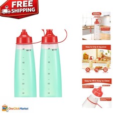 Pack of 2 Leak-Proof Wide Mouth Squeeze Bottles 550ml for Sauces  Crafts