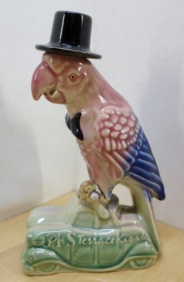 Vintage Ceramic Parrot Decanter on Car PFS Terrace Kiosk Complete & Mint!