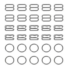 30 Pcs 10mm Bra Strap Hooks, Alloy Adjustment Slide Bra Strap Clips, Black