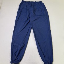 Vintage 90s Nike Nylon Windbreaker Track Pants Men's Size Large Blue Ankle Zip