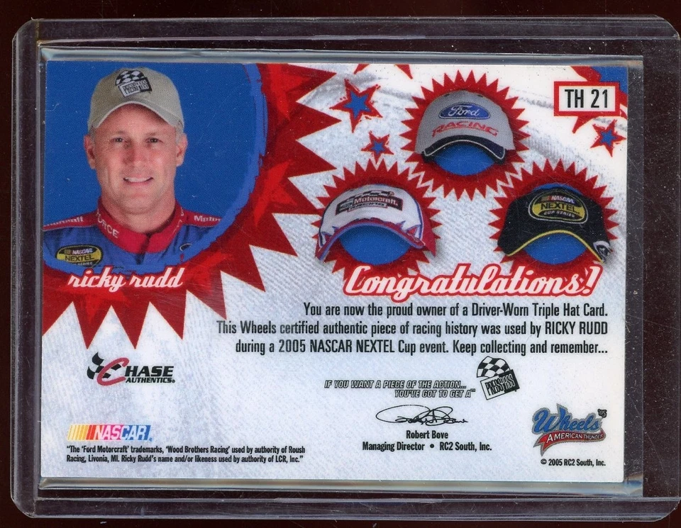 2005 Wheels American Thunder Triple Hat #TH21 Ricky Rudd 53/190 - Image 2 of 2