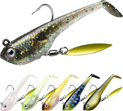 Shadtale Easy Catch Soft Fishing Lures with BKK Hooks - Trembly Sinking and Vibr