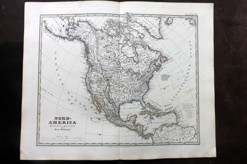 Stieler 1870 Antique Map. Nord-Amerika. North America USA Canada