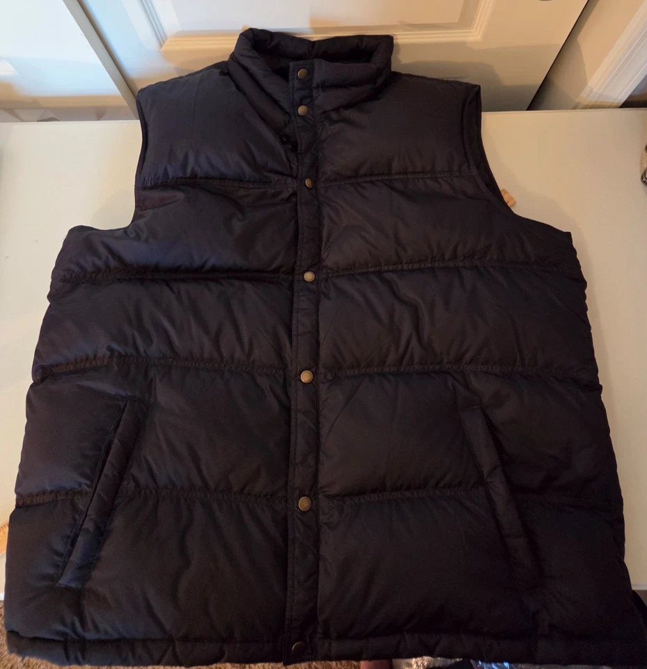 Mens Puffer Jacket Lands End XXL Black Goose Down Filled Quilted Padded - Image 2 of 4