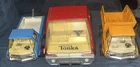 1970s Tonka Hoot 'N' Hauler Metal Dump Truck - Blue Tow Truck, Partial Red Semi