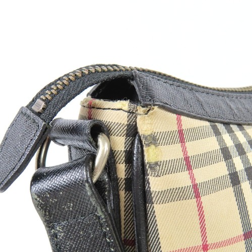 BURBERRY  Check Pattern Vintage Shoulder Bag beige canvas/leather Women 15108 - 第 8/12 張圖片